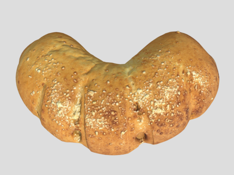 S00018 Curved Rustic Bread Loaf 3D Model