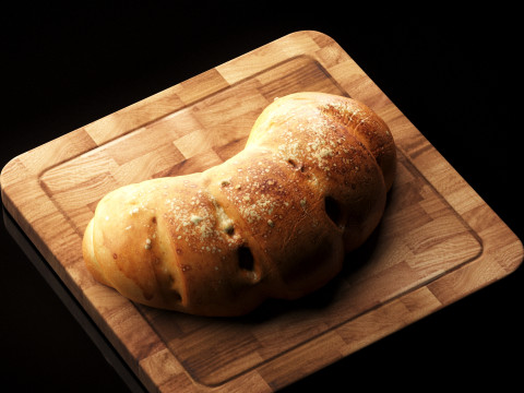 S00018 Curved Rustic Bread Loaf 3D Model