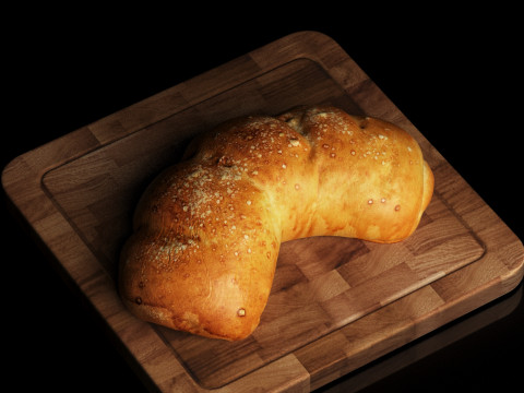 S00018 Curved Rustic Bread Loaf 3D Model