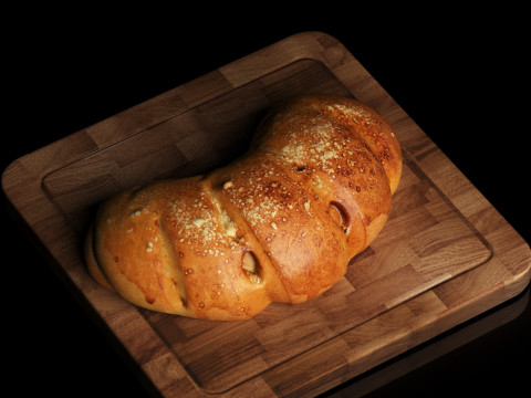 S00018 Curved Rustic Bread Loaf 3D Model