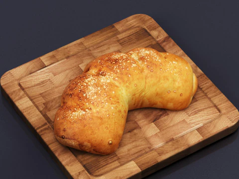 S00018 Curved Rustic Bread Loaf 3D Model
