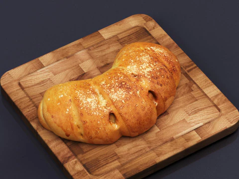 S00018 Curved Rustic Bread Loaf 3D Model