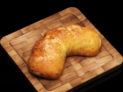 S00018 Curved Rustic Bread Loaf 3D Model