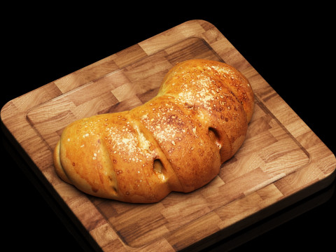 S00018 Curved Rustic Bread Loaf 3D Model