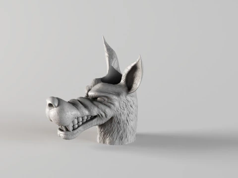 001686 Wolf Head Pen Topper 3D Print Model