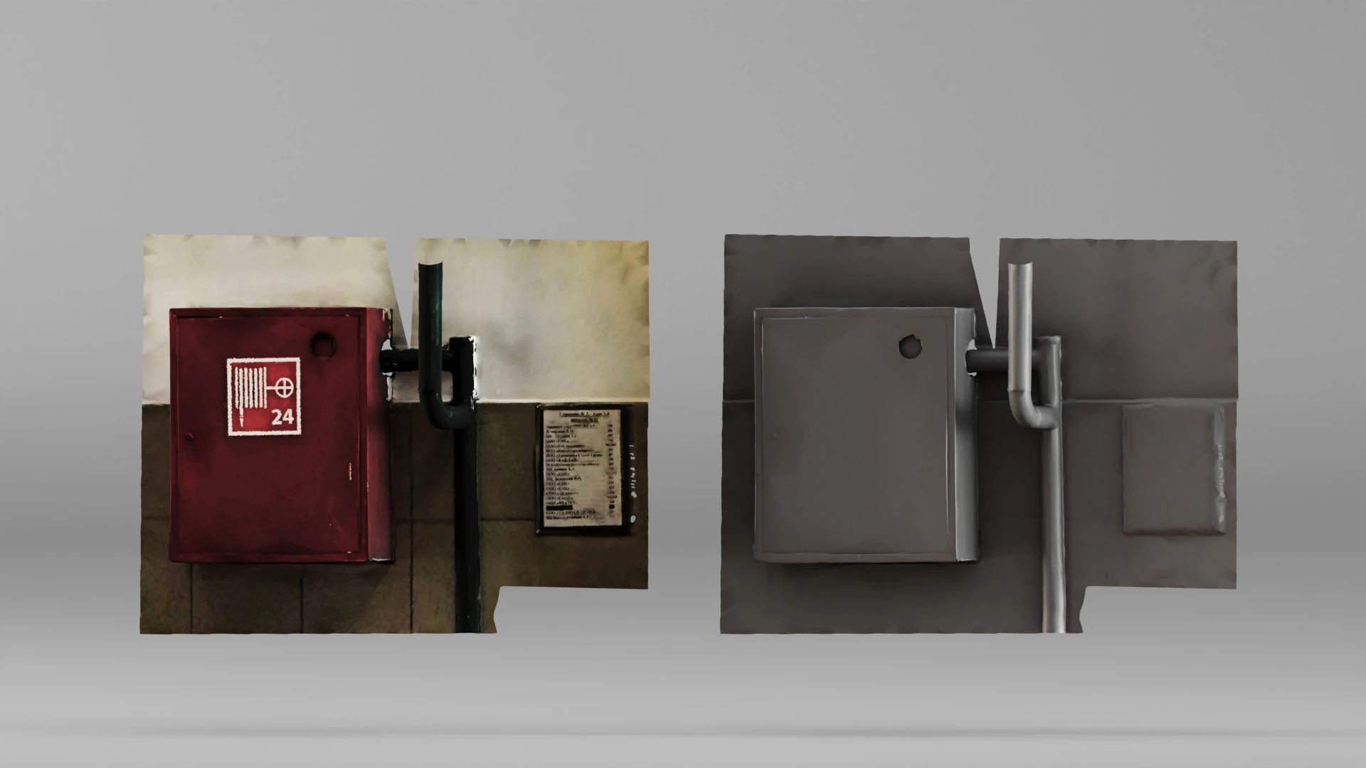 001691 Industrial Fire Hose Cabinet Panel 3D Model .c4d .max .obj .3ds .fbx .stl .blend