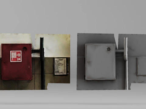 001691 Industrial Fire Hose Cabinet Panel 3D Model