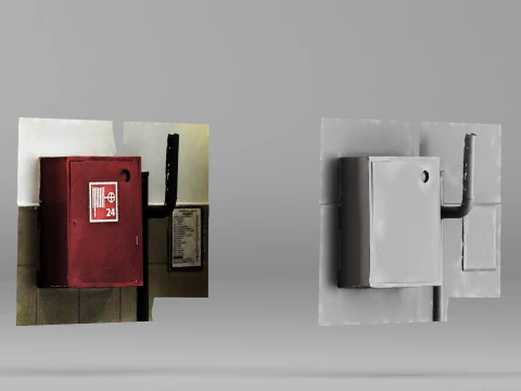 001691 Industrial Fire Hose Cabinet Panel 3D Model