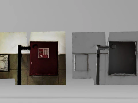 001691 Industrial Fire Hose Cabinet Panel 3D Model