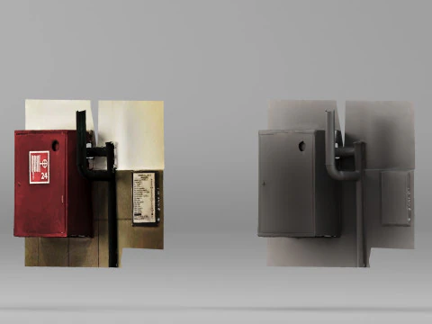 001691 Industrial Fire Hose Cabinet Panel 3D Model