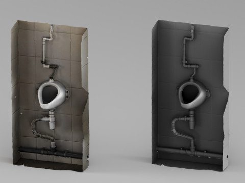 001692 Industrial Urinal Wall Module 3D Model