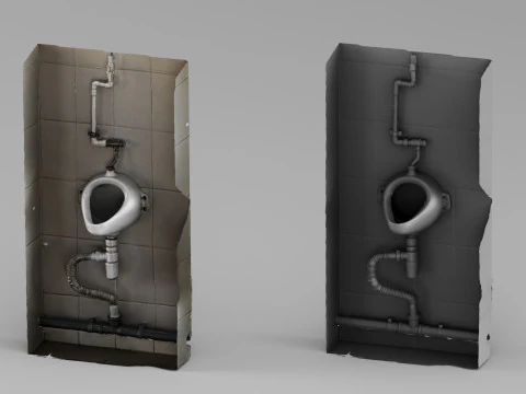 001692 Modulo da parete per orinatoio industriale Modello 3D