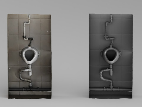 001692 Industrial Urinal Wall Module 3D Model