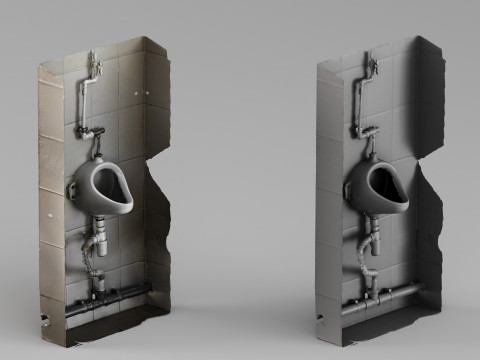 001692 Industrial Urinal Wall Module 3D Model