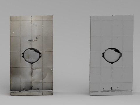 001692 Industrial Urinal Wall Module 3D Model