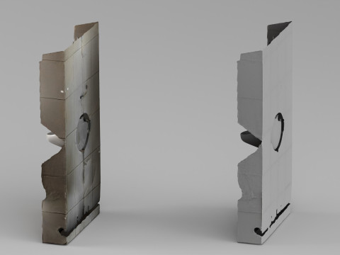 001692 Industrial Urinal Wall Module 3D Model