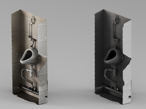 001692 Industrial Urinal Wall Module 3D Model