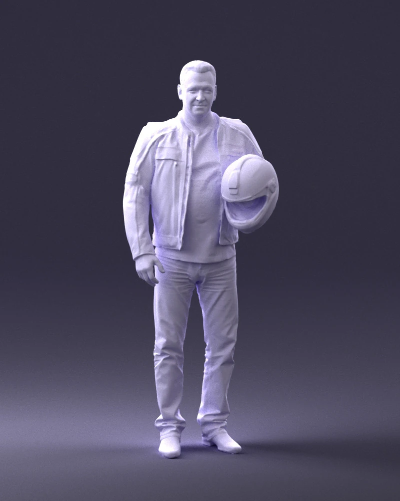 000417 Man Biker Outfit With Helmet Pose Full Body Scan 3dp 3D Print Model .c4d .max .obj .3ds .fbx .stl .blend 