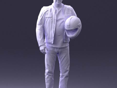 000417 Мужской байкерский костюм в позе шлема, сканирование всего тела 3dp 3D Принт Модель