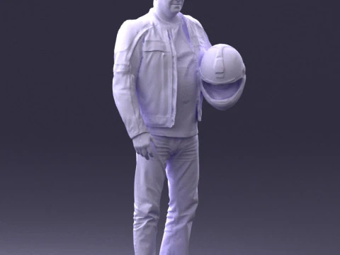 000417 Man Biker Outfit With Helmet Pose Full Body Scan 3dp 3D Print Model
