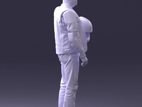 000417 Man Biker Outfit With Helmet Pose Full Body Scan 3dp 3D Print Model