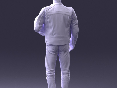 000417 Roupa de motociclista masculino com pose de capacete, digitaliza&ccedil;&atilde;o de corpo inteiro 3dp Modelo de Impressão 3D