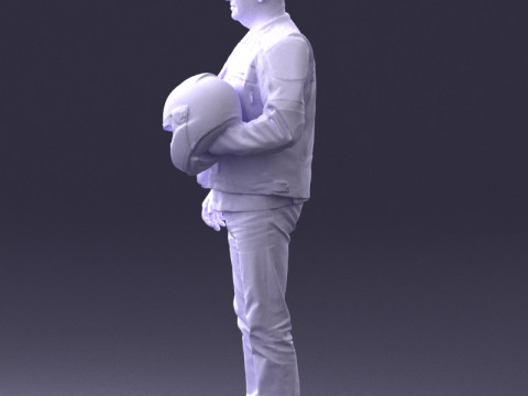 000417 Roupa de motociclista masculino com pose de capacete, digitaliza&ccedil;&atilde;o de corpo inteiro 3dp Modelo de Impressão 3D