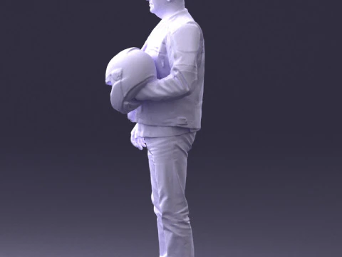 000417 Man Biker Outfit With Helmet Pose Full Body Scan 3dp 3D Print Model