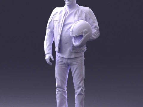 000417 Man Biker Outfit With Helmet Pose Full Body Scan 3dp 3D Print Model