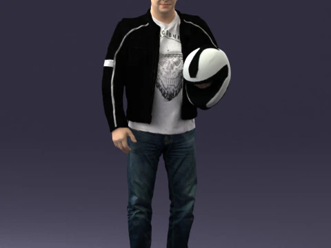 000417 Man Biker Outfit With Helmet Pose Full Body Scan 3dp 3D Print Model
