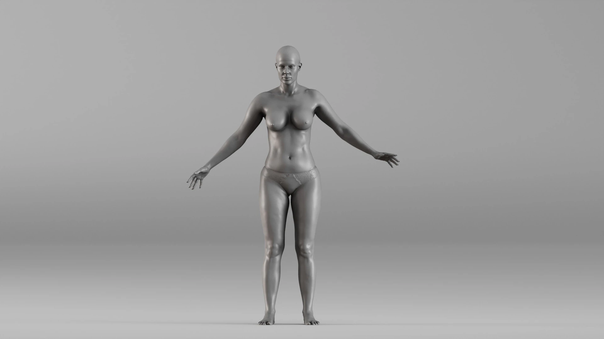 001698 Realistic Female Body Anatomy Neutral Pose Full Body Scan 3D Print Model .c4d .max .obj .3ds .fbx .stl .blend 