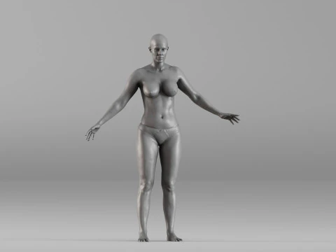 001698 Realistic Female Body Anatomy Neutral Pose Full Body Scan 3D Print Model