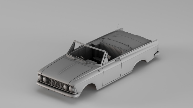 001699 经典敞篷车车身,带独立部件 3D 打印模型 .c4d .max .obj .3ds .fbx .stl .blend