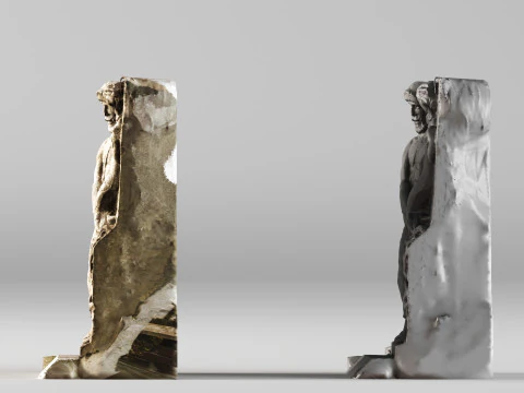 001700 Fisherman and Mermaid Limestone Relief Sculpture Circa 1940 Raw 3D Scan 3D Print Model