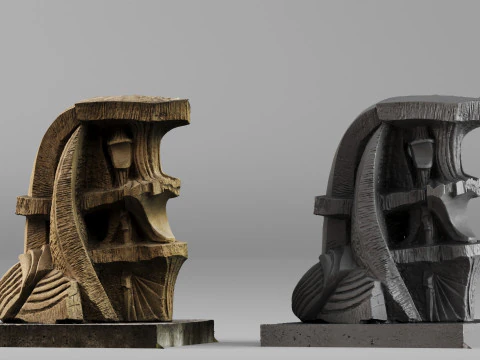 001702 Arkbutans 帆贝壳石灰石建筑雕塑原始 3D 扫描 3D 打印模型