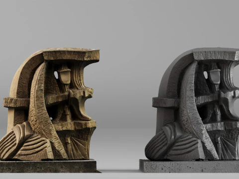 001702 Arkbutans 帆贝壳石灰石建筑雕塑原始 3D 扫描 3D 打印模型