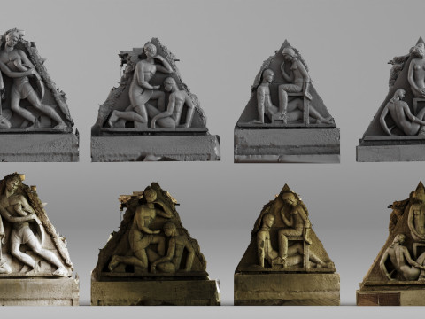 001703 Hermann Brachert Factory Facade Reliefs 1923 Architectural Sculptures Raw 3D Scan 3D Print Model