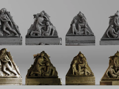 001703 Hermann Brachert Factory Fassadenreliefs 1923 Architekturskulpturen Roher 3D-Scan 3D Druckmodell