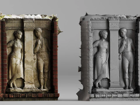001704 Fonte de Amor Relevo em M&aacute;rmore 1930 Escultura Arquitet&ocirc;nica Digitaliza&ccedil;&atilde;o 3D Bruta Modelo de Impressão 3D