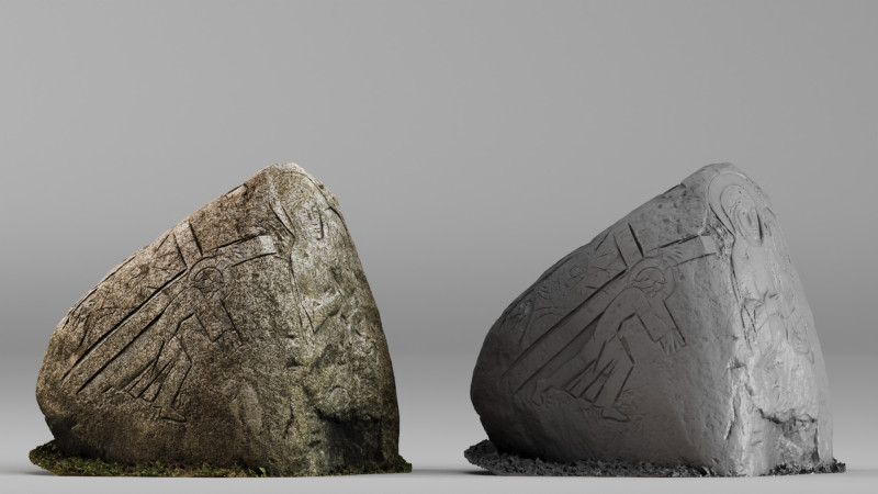 001705 십자가 부조 원시 3D 스캔이 있는 조각된 돌 기념물 3D 프린트 모델 .c4d .max .obj .3ds .fbx .stl .blend