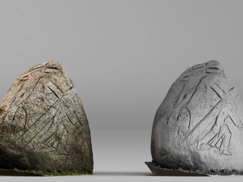 001705 Monumento de pedra esculpida com digitaliza&ccedil;&atilde;o 3D bruta em relevo cruzado Modelo de Impressão 3D