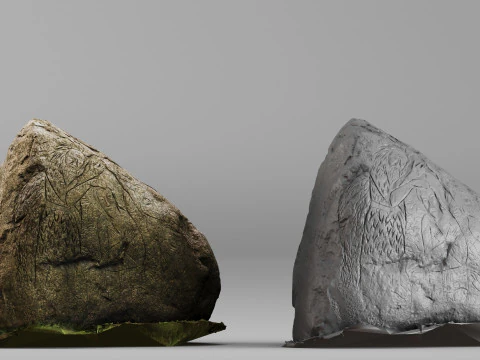 001705 Monumento de pedra esculpida com digitaliza&ccedil;&atilde;o 3D bruta em relevo cruzado Modelo de Impressão 3D