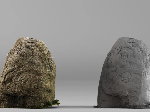 001705 Monumento de pedra esculpida com digitaliza&ccedil;&atilde;o 3D bruta em relevo cruzado Modelo de Impressão 3D