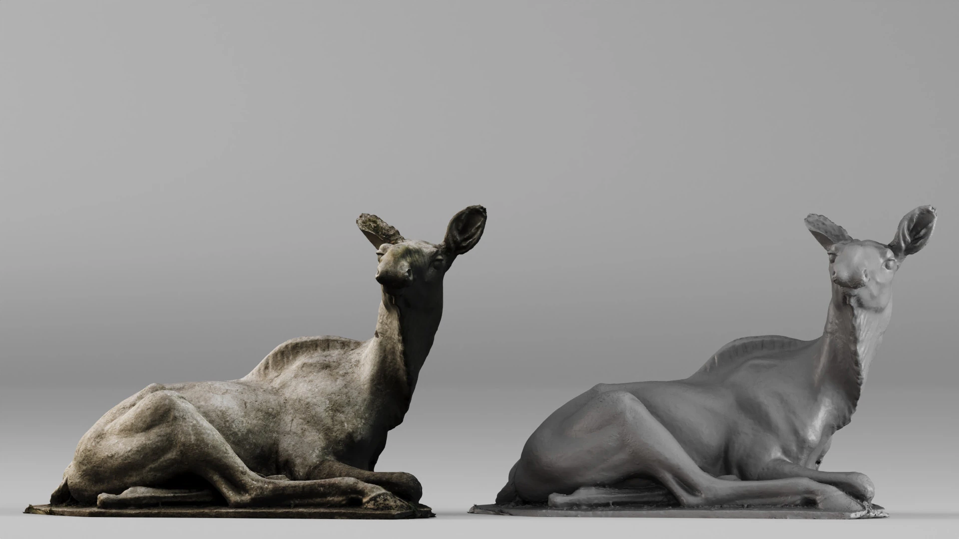 001707 Resting Deer Stone Statue Raw 3D Scan 3D Print Model .c4d .max .obj .3ds .fbx .stl .blend 