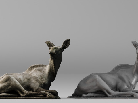 001707 Estatua de piedra de ciervo en reposo Escaneo 3D sin procesar Modelo de impresión 3D