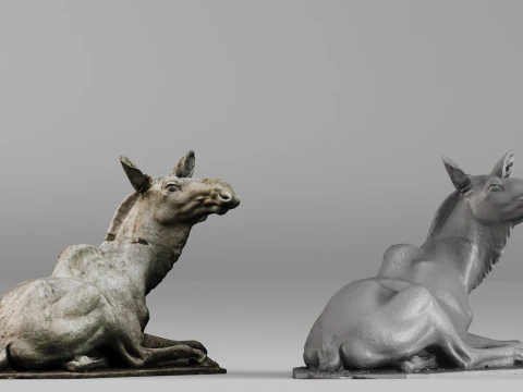 001707 Resting Deer Stone Statue Raw 3D Scan 3D Print Model