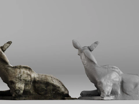 001707 Resting Deer Stone Statue Raw 3D Scan 3D Print Model