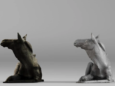001707 Resting Deer Stone Statue Raw 3D Scan 3D Print Model