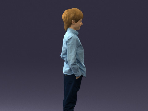 000438 Barefoot Realistic Young Boy in Casual Outfit Standing Pose 3dp 3D Print Model