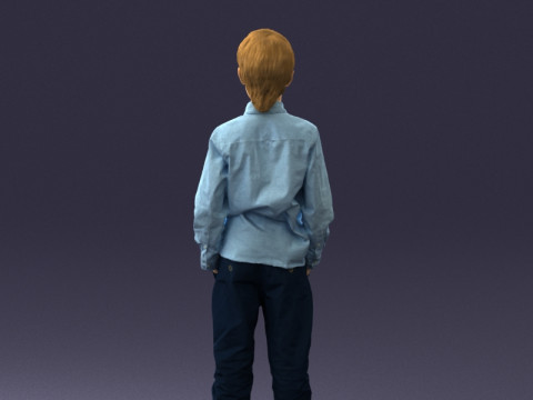 000438 Barefoot Realistic Young Boy in Casual Outfit Standing Pose 3dp 3D Print Model